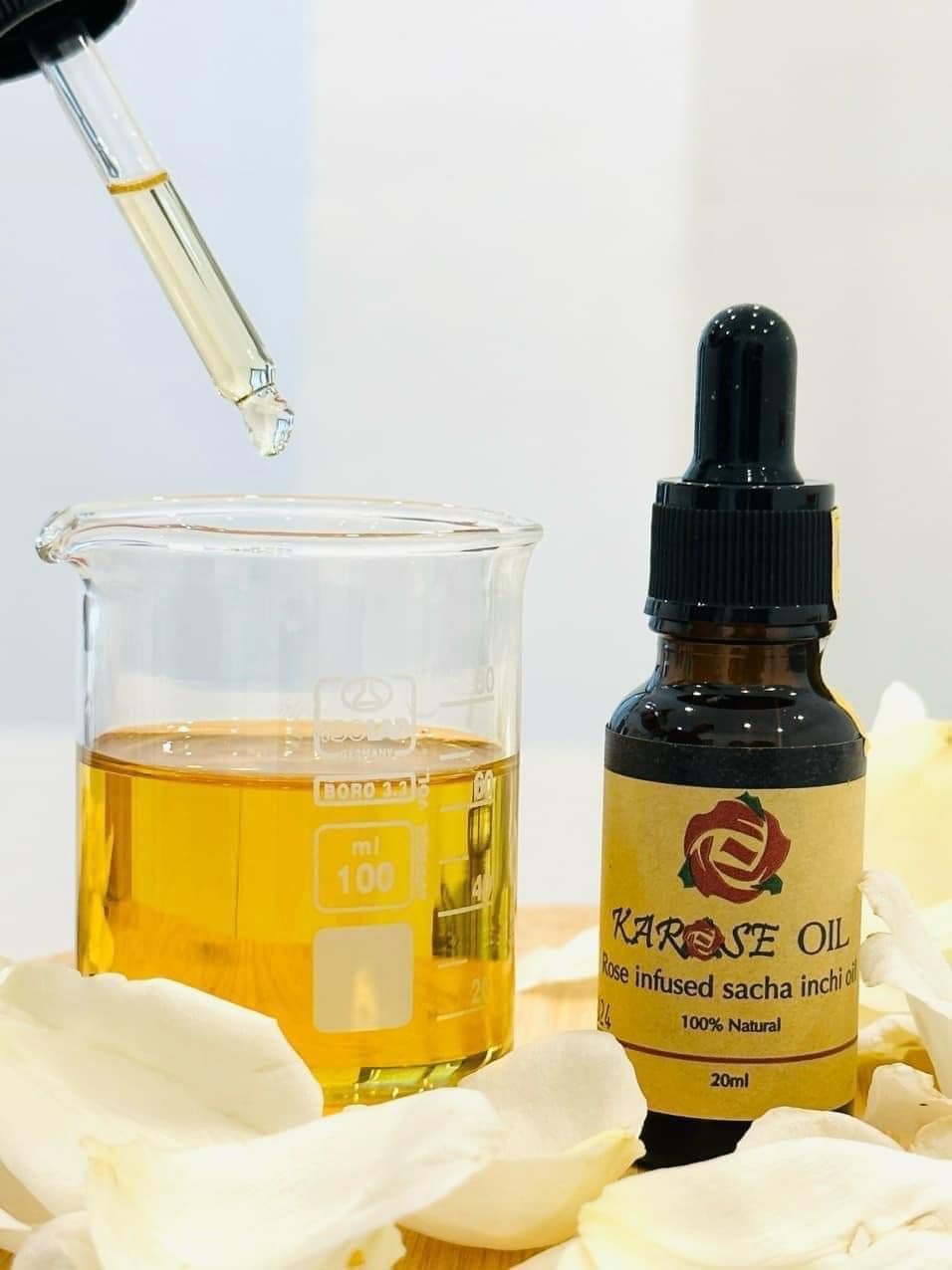 ORGANICS USDA Certified Rose Oil (20 ml) from Vietnam unique ancient roses 100% Organic Roses Oil infused with Sacha Inchi Seed Oil 100% Natural