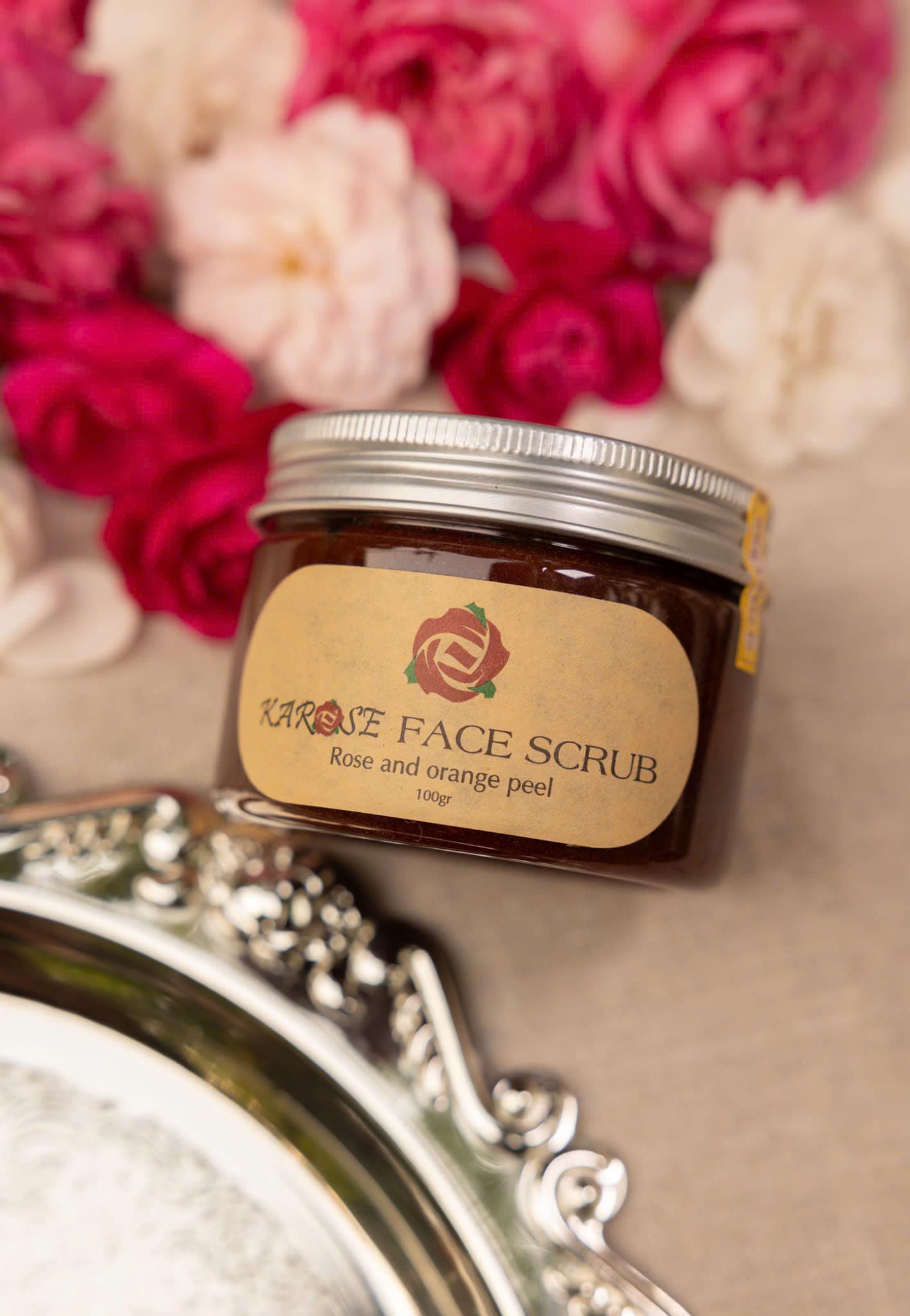 ORGANICS USDA Certified Facial Scrub 3.5oz (100gr) from Unique Vietnam Ancient Roses and Orange Peel, Exfoliating Facial Cleanser, Blemished Skin Care, Natural Exfoliant, Vegan Beauty Exfoliator, Gentle Face Scrub Formula 100% Natural
