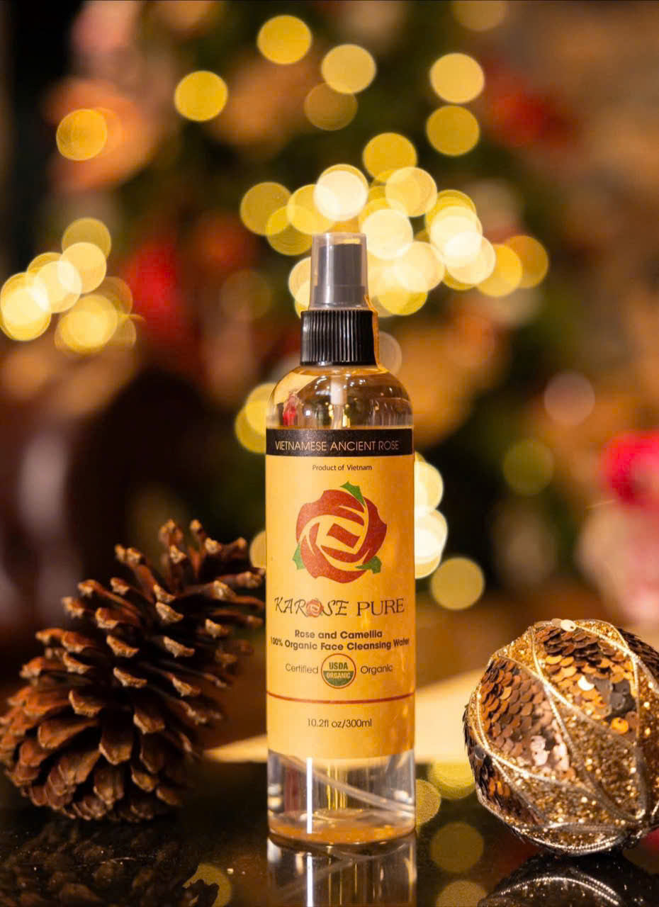 ORGANICS USDA Certified Rose Water For Face Cleansing (300ml/ 10.2 f.oz) from Vietnam Unique Ancient Roses 100% Organic Roses, tea leaves and epsom salt 100% Natural